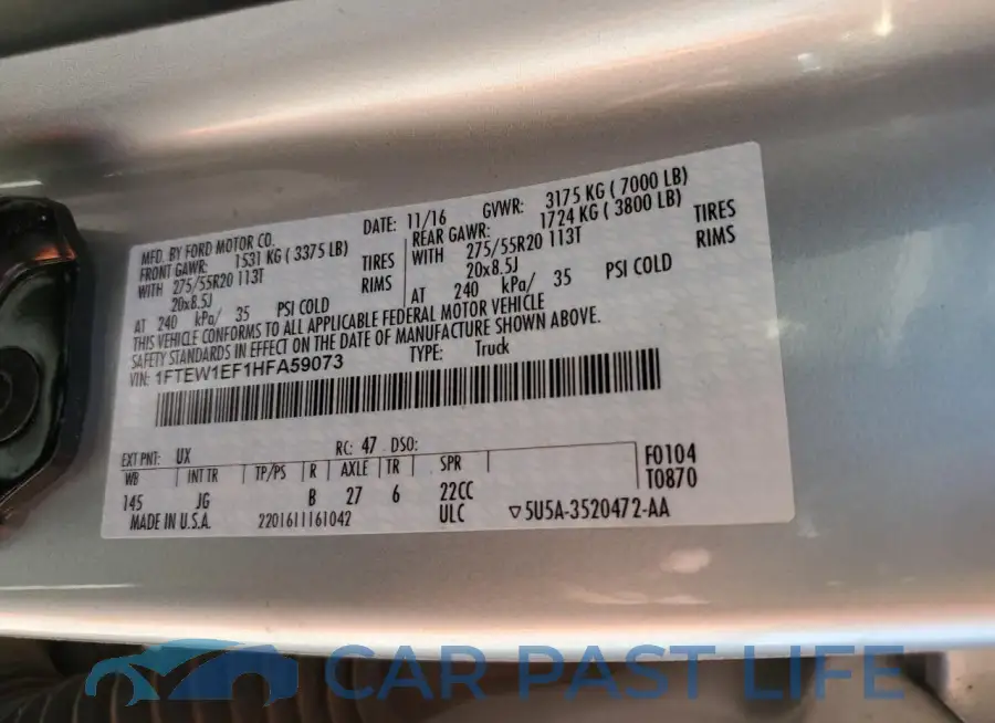 1FTEW1EF1HFA59073# 12
