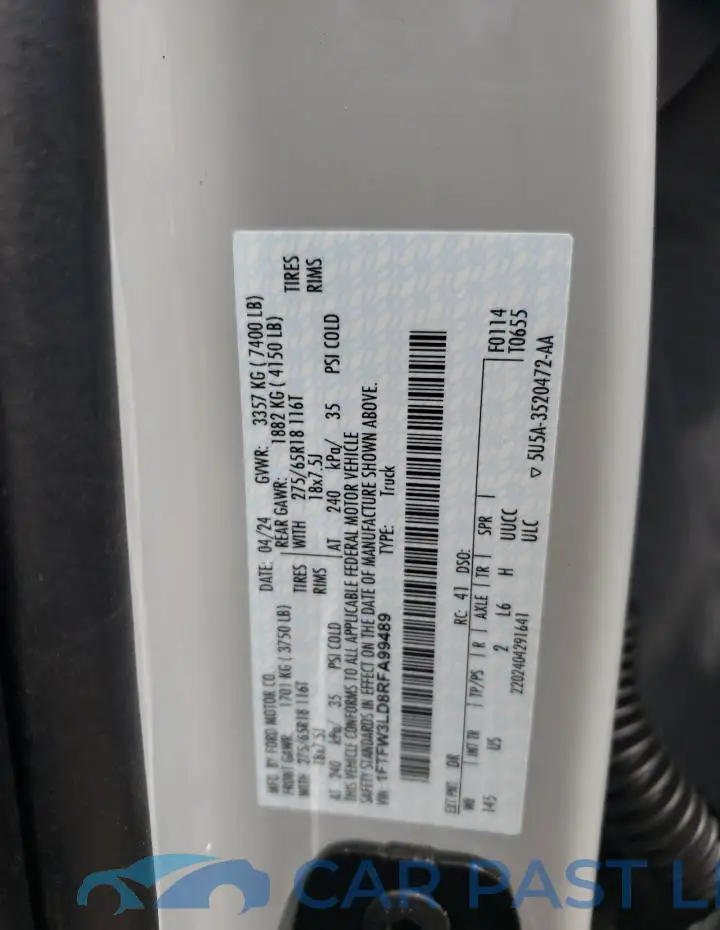 1FTFW3LD8RFA99489# 12
