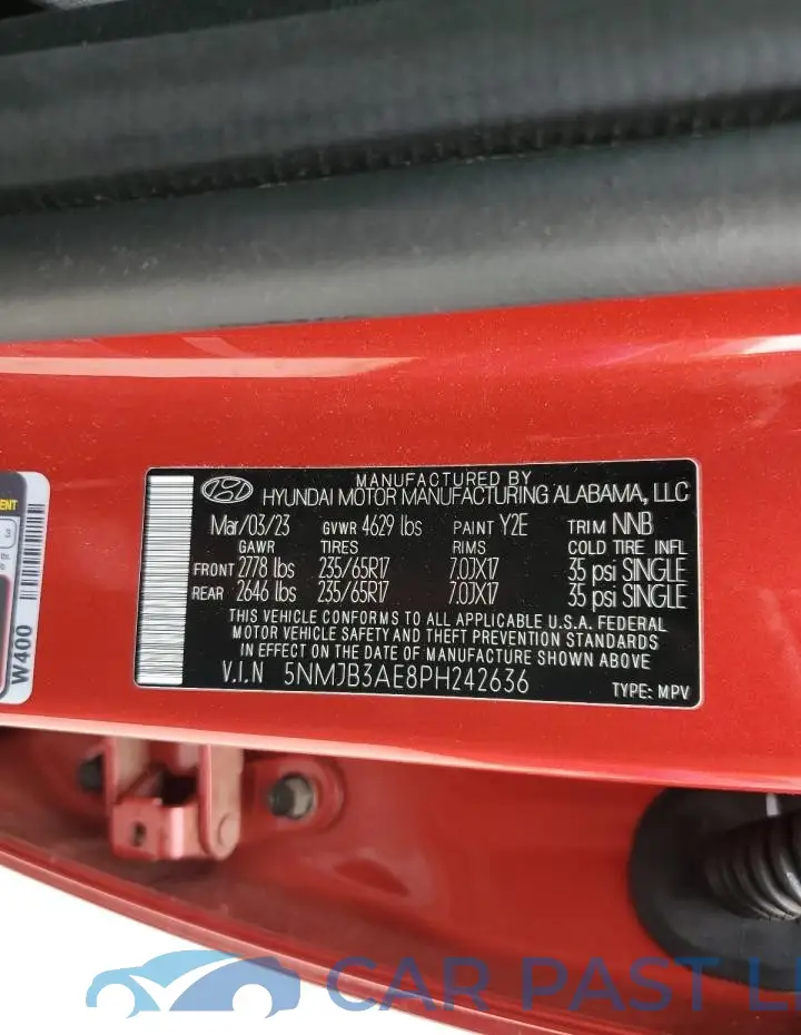 5NMJB3AE8PH242636# 13