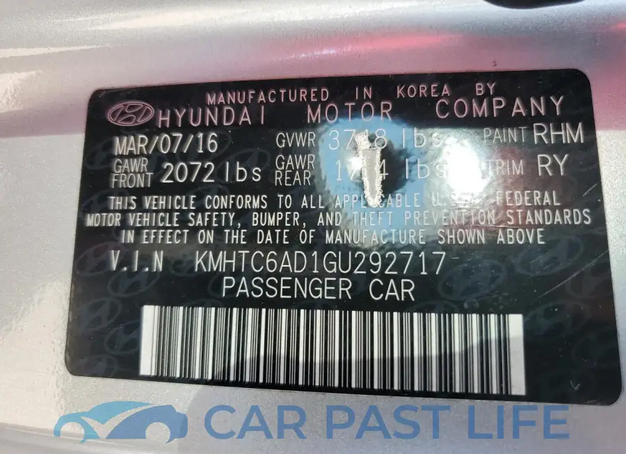 KMHTC6AD1GU292717# 12