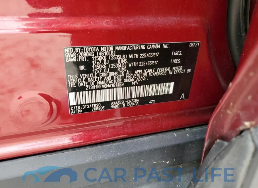 2T3H1RFV6MW161459# 13
