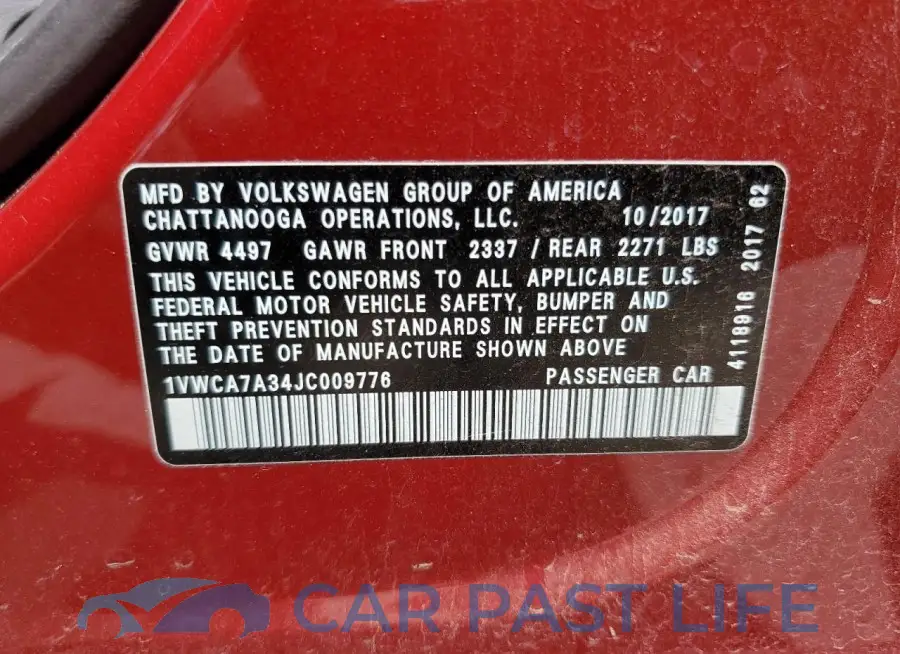 1VWCA7A34JC009776# 12