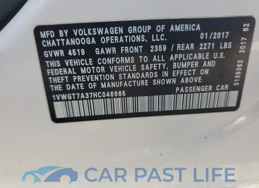 1VWGT7A37HC046665# 13