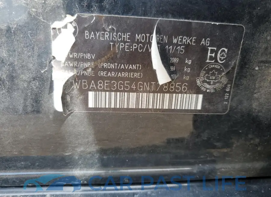 WBA8E3G54GNT78856# 12
