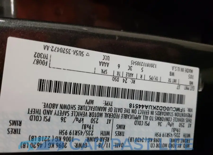 1FMCU0GD2KUA44518# 13