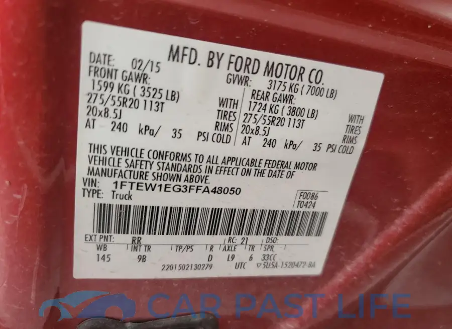 1FTEW1EG3FFA48050# 13
