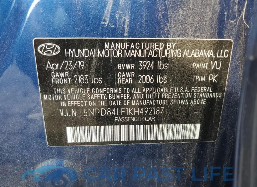5NPD84LF1KH492187# 12