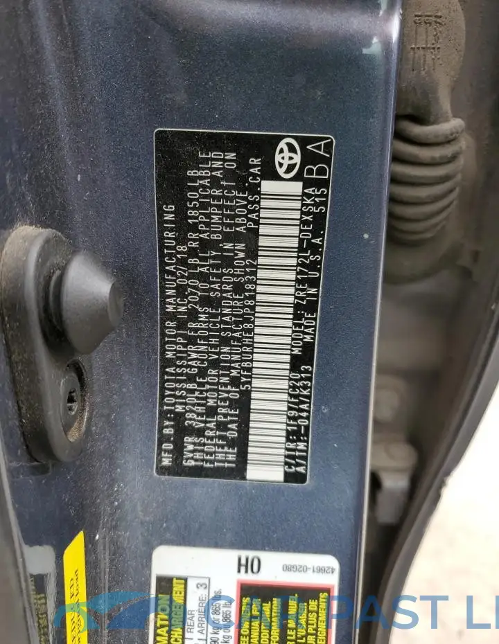 5YFBURHE8JP818312# 12