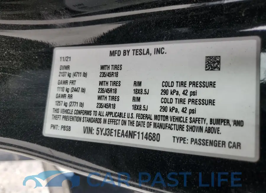 5YJ3E1EA4NF114680# 12