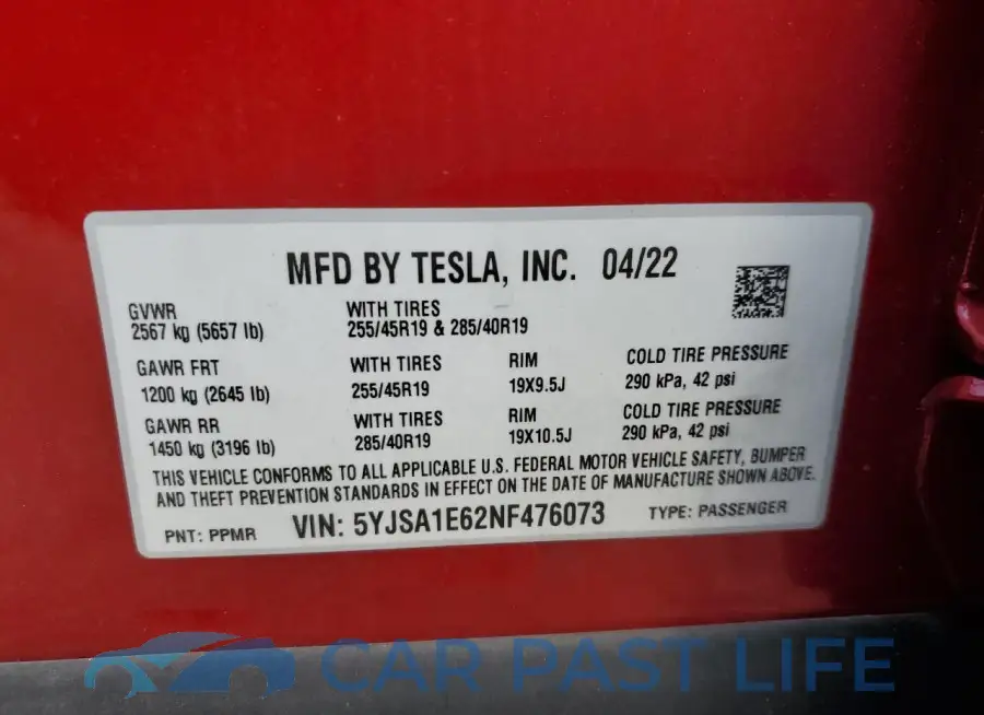5YJSA1E62NF476073# 12