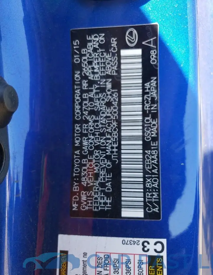 JTHHE5BC9F5004261# 12