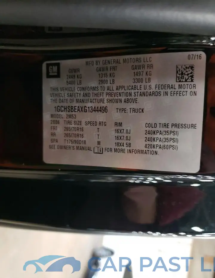 1GCHSBEAXG1344496# 12