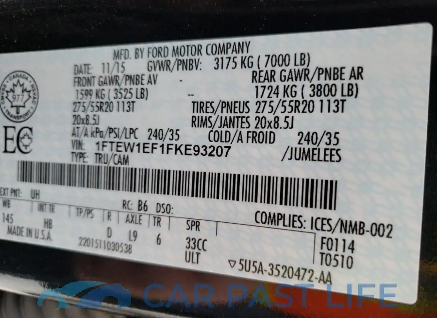 1FTEW1EF1FKE93207# 12