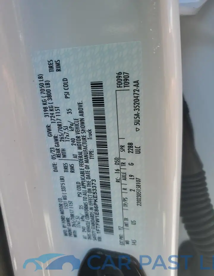 1FTFW1E86PKE53373# 13
