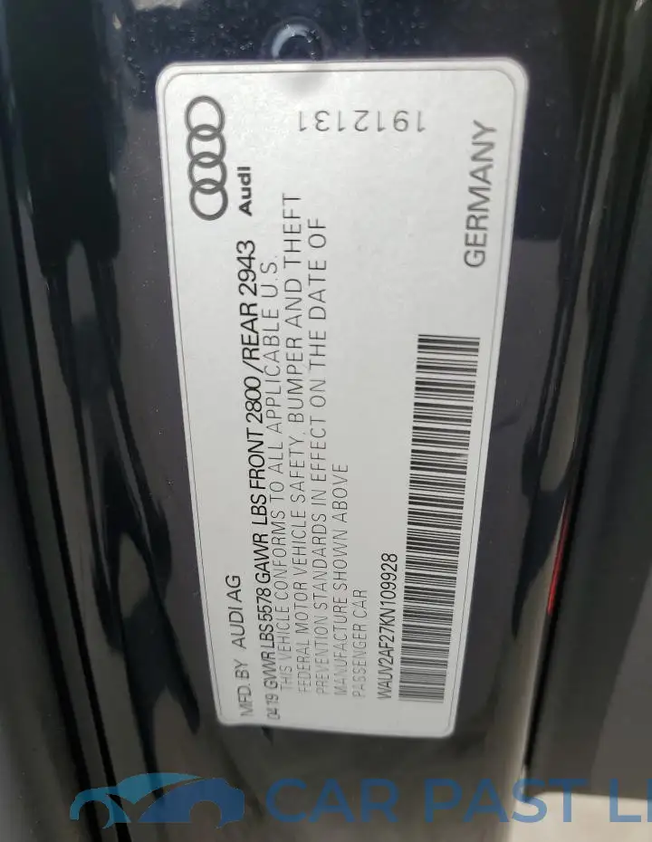WAUV2AF27KN109928# 12