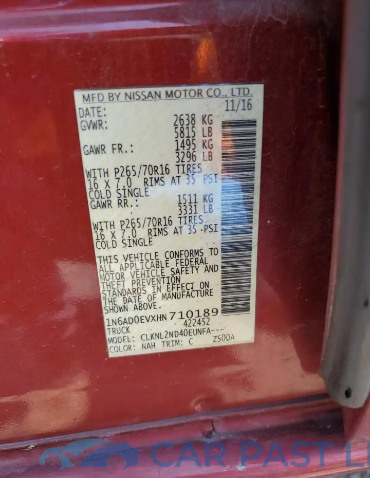1N6AD0EVXHN710189# 12