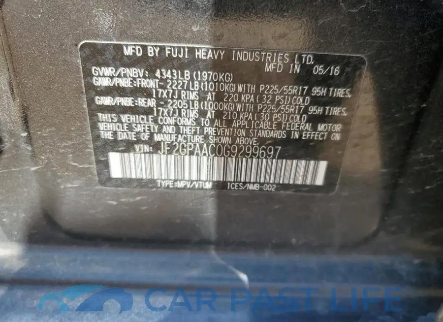 JF2GPAAC0G9299697# 12