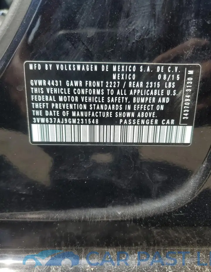 3VW637AJ9GM231548# 12