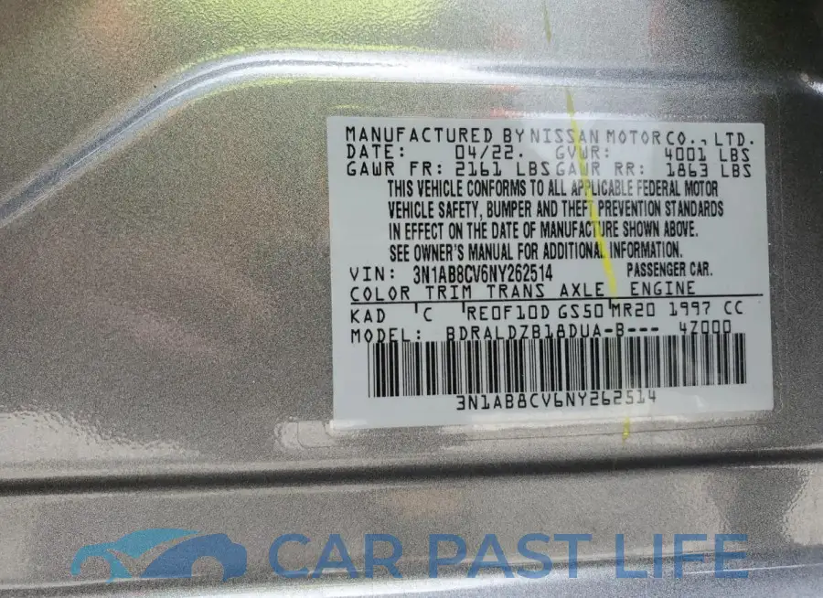3N1AB8CV6NY262514# 13
