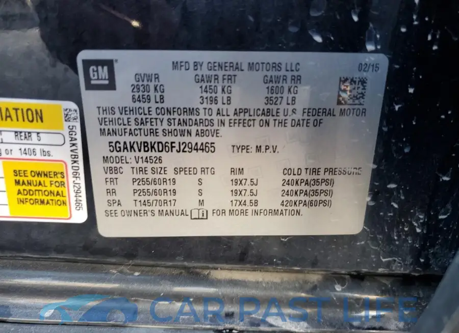 5GAKVBKD6FJ294465# 13