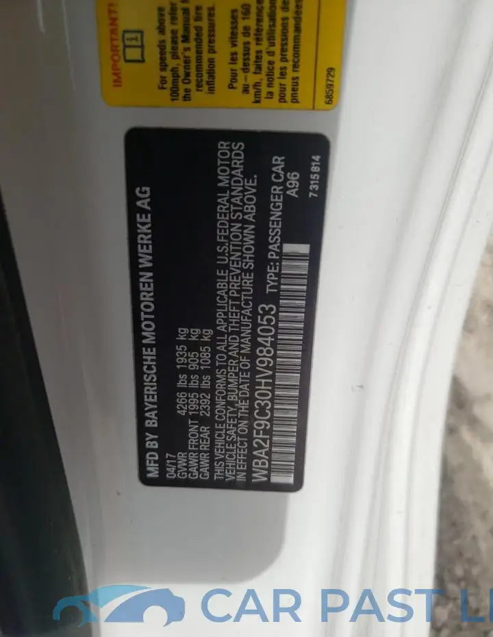 WBA2F9C30HV984053# 12