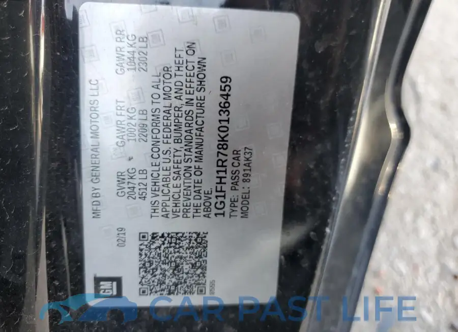1G1FH1R78K0136459# 13