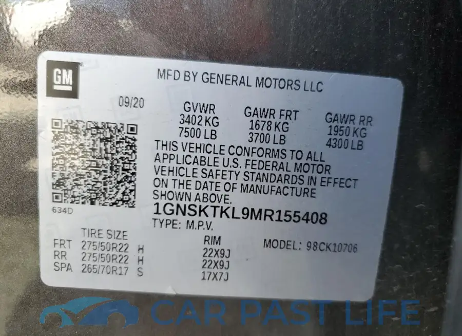 1GNSKTKL9MR155408# 13