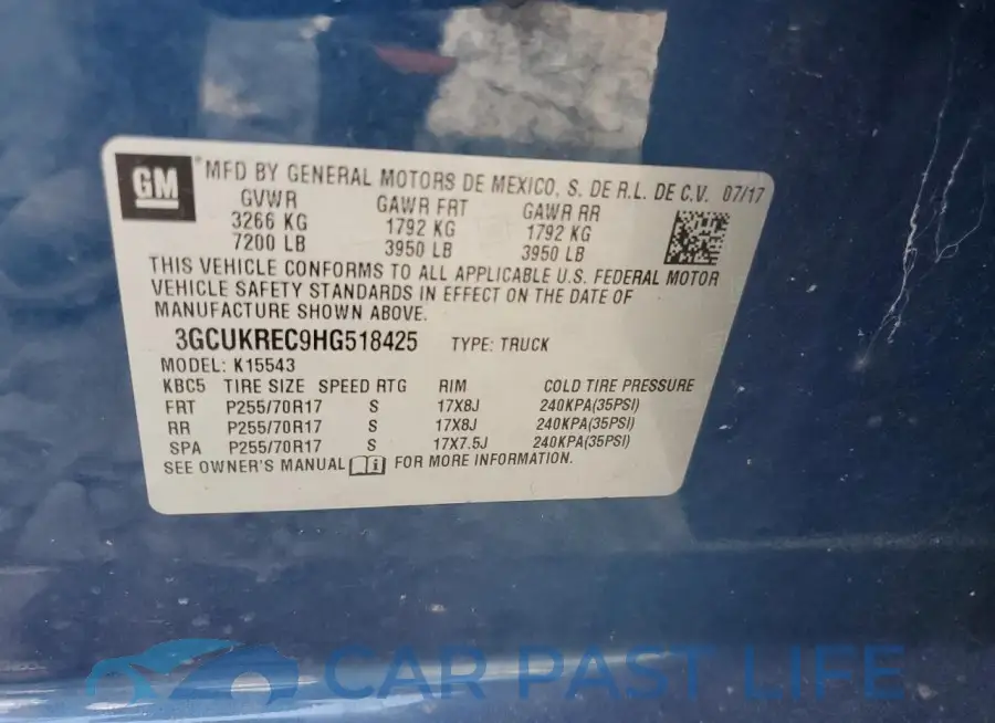 3GCUKREC9HG518425# 12