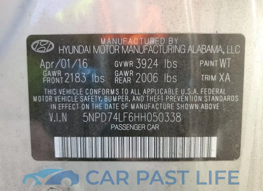 5NPD74LF6HH050338# 12