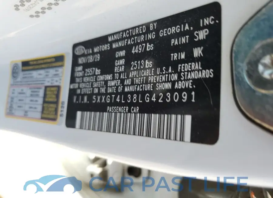 5XXGT4L38LG423091# 12