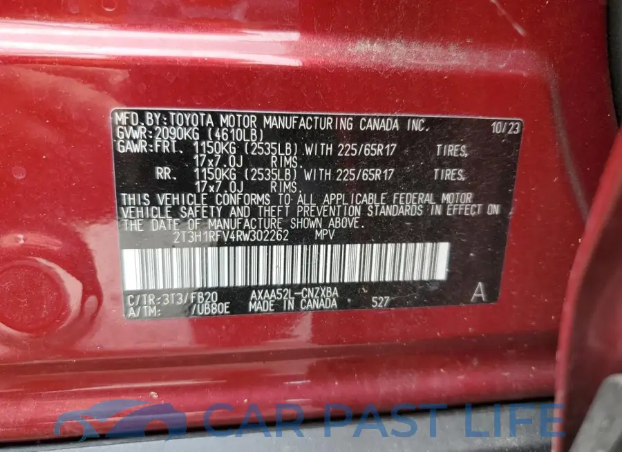 2T3H1RFV4RW302262# 13