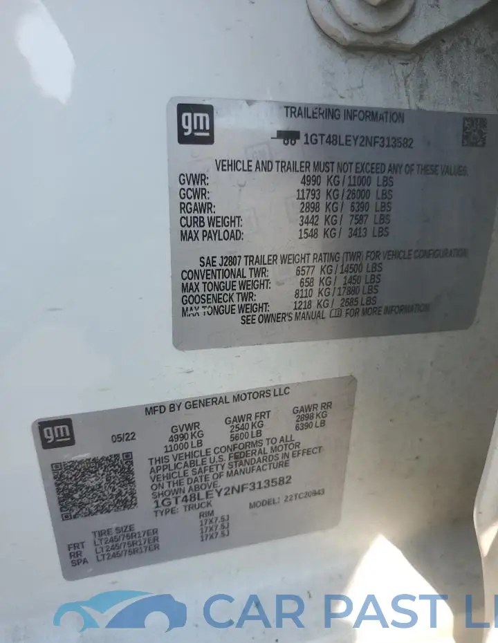 1GT48LEY2NF313582# 12