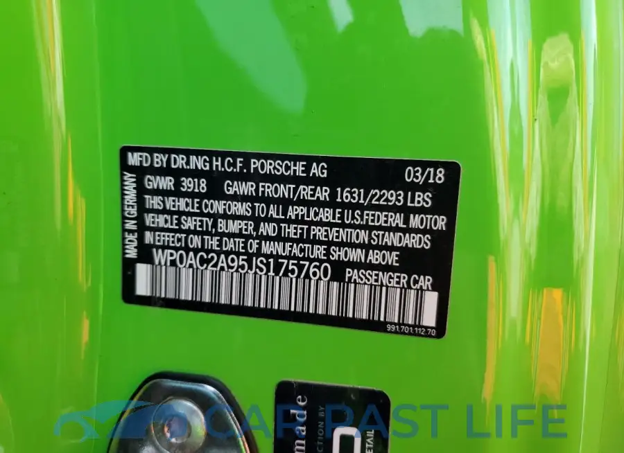 WP0AC2A95JS175760# 12