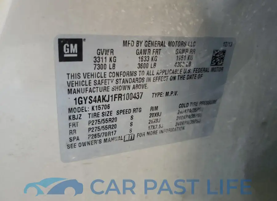 1GYS4AKJ1FR100437# 14