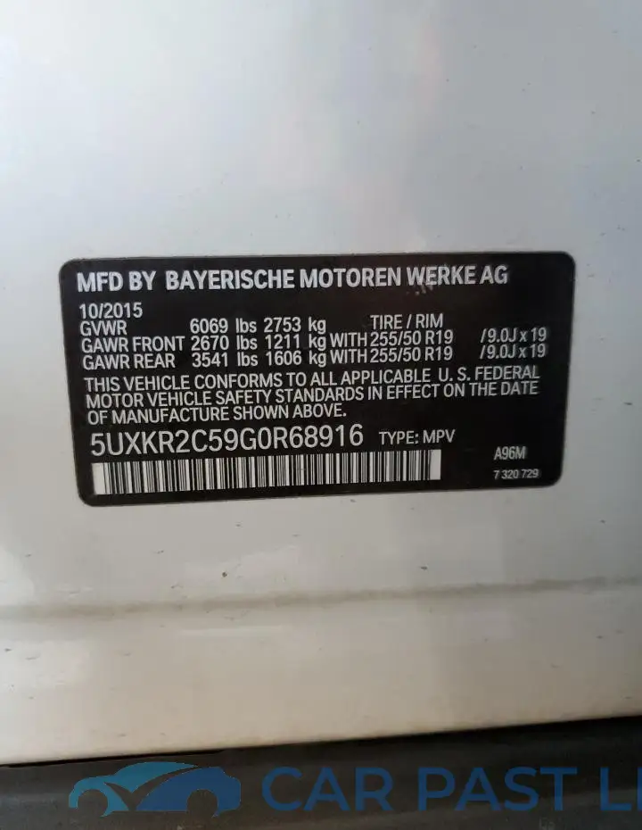 5UXKR2C59G0R68916# 13