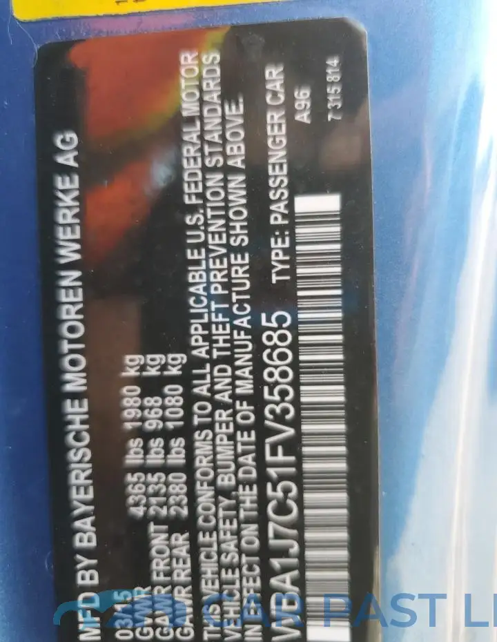 WBA1J7C51FV358685# 12