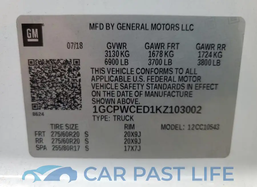 1GCPWCED1KZ103002# 12