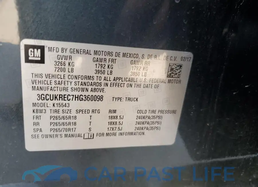 3GCUKREC7HG360098# 12