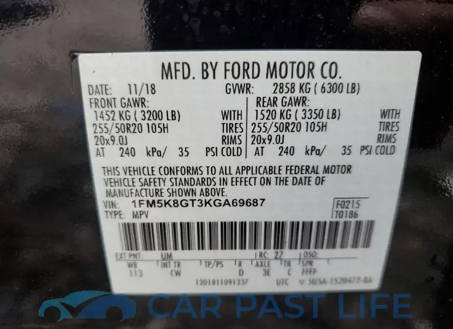 1FM5K8GT3KGA69687# 13