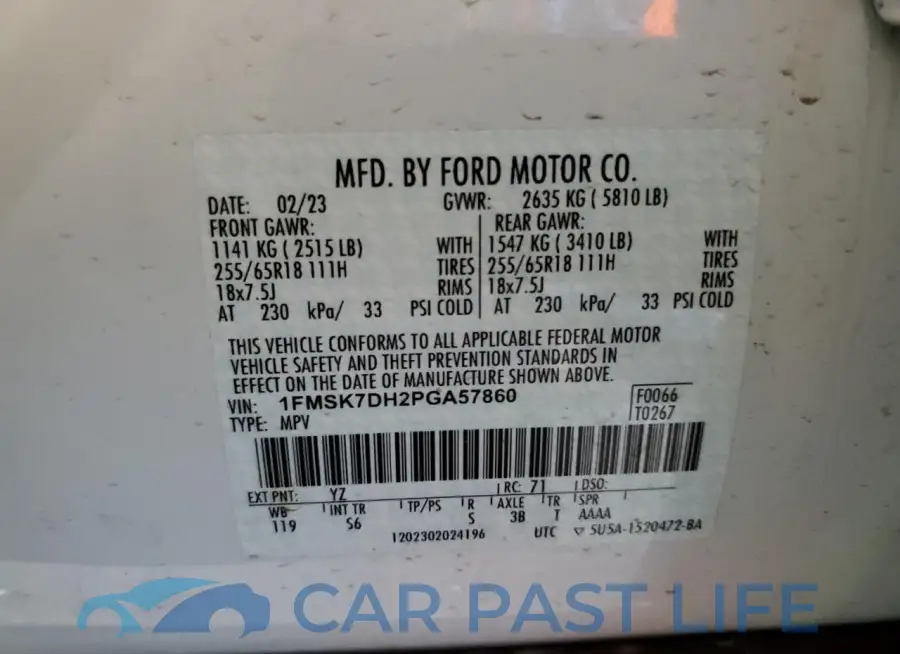 1FMSK7DH2PGA57860# 13