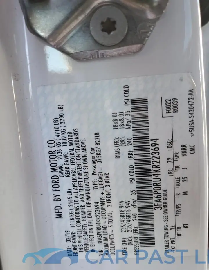 3FA6P0RU4KR223694# 12