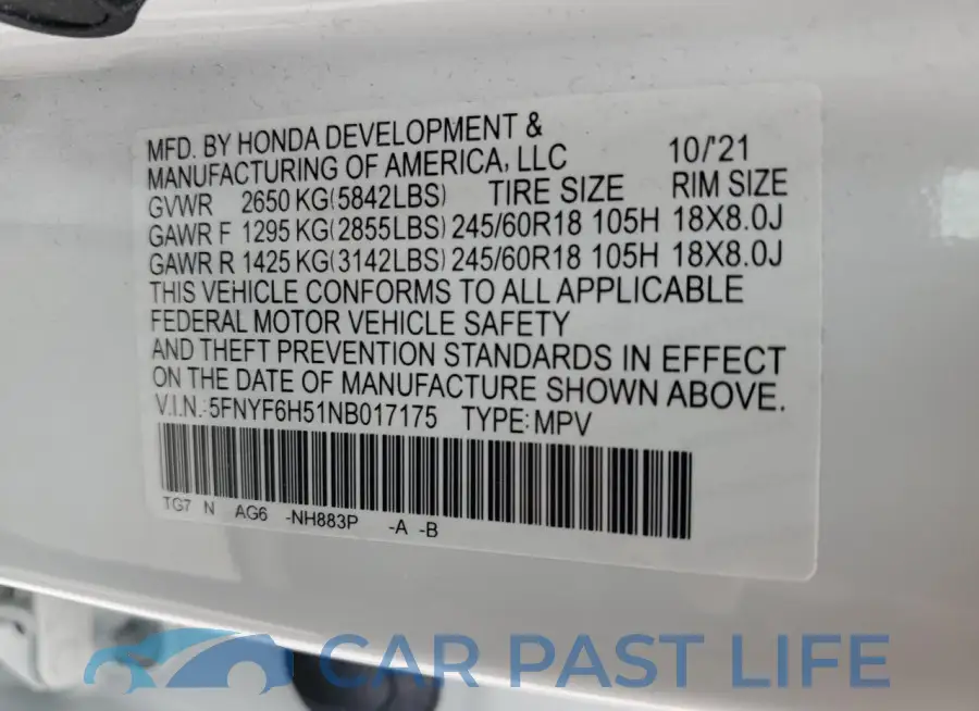 5FNYF6H51NB017175# 14
