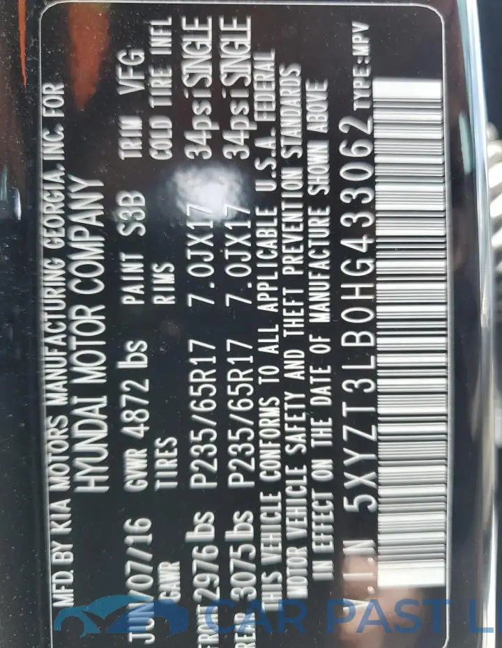 5XYZT3LB0HG433062# 12