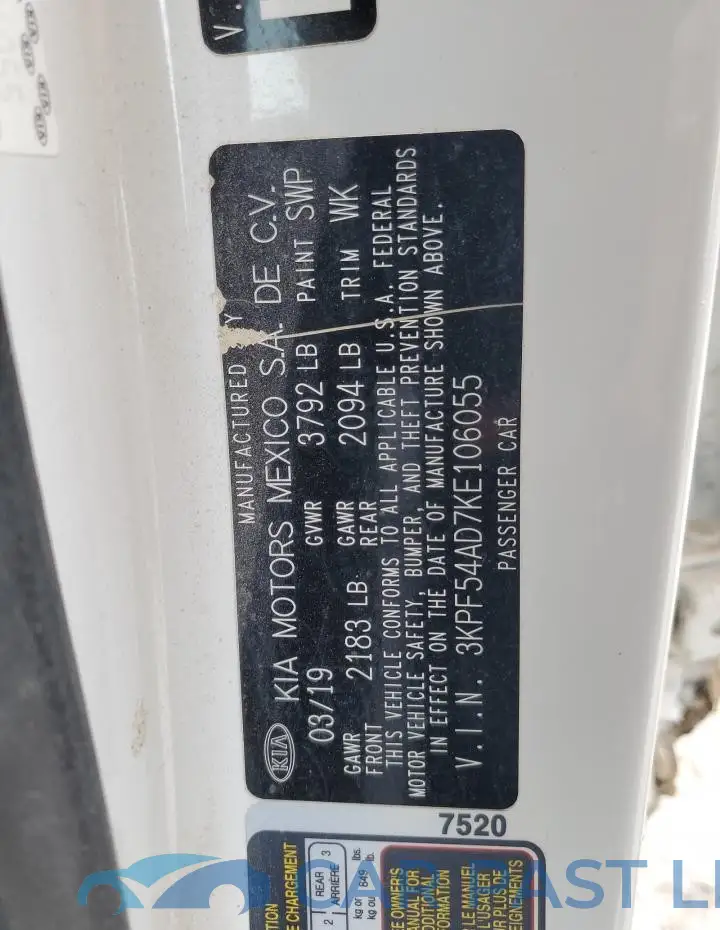 3KPF54AD7KE106055# 12