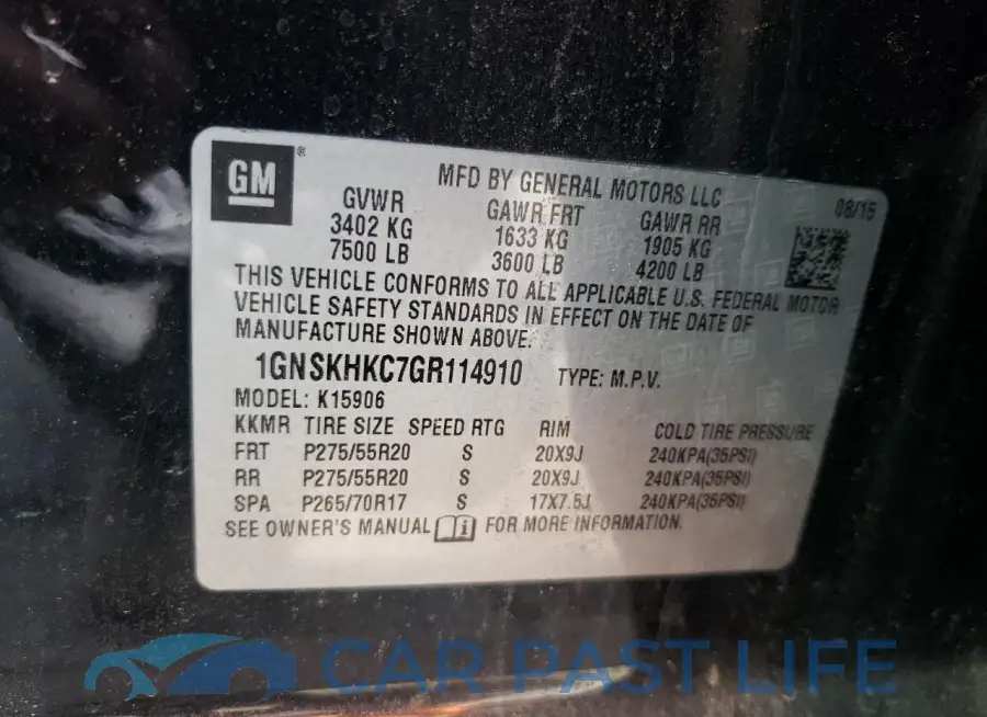 1GNSKHKC7GR114910# 13