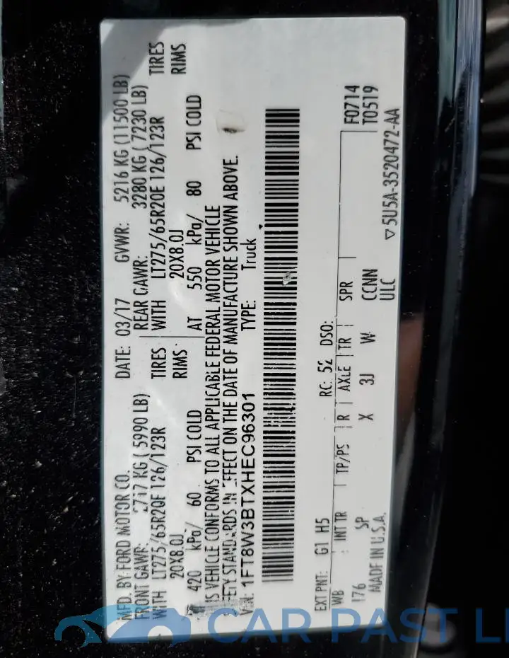 1FT8W3BTXHEC96301# 12