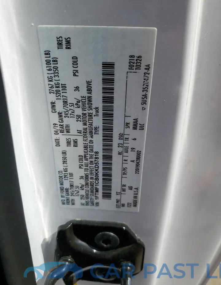 1FTMF1CB0KKD57818# 12