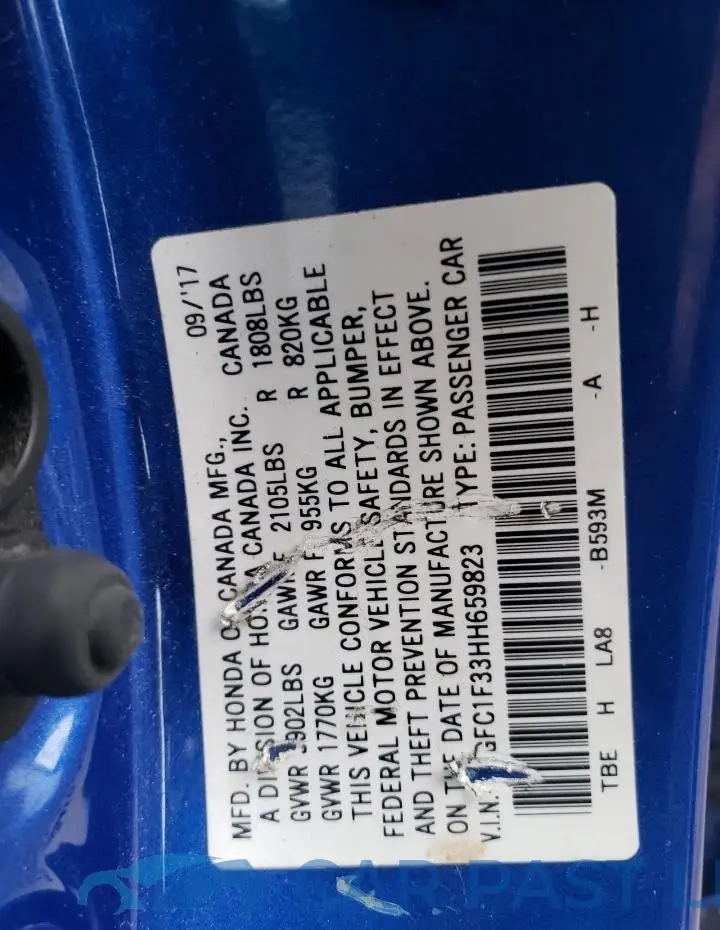 2HGFC1F33HH659823# 12
