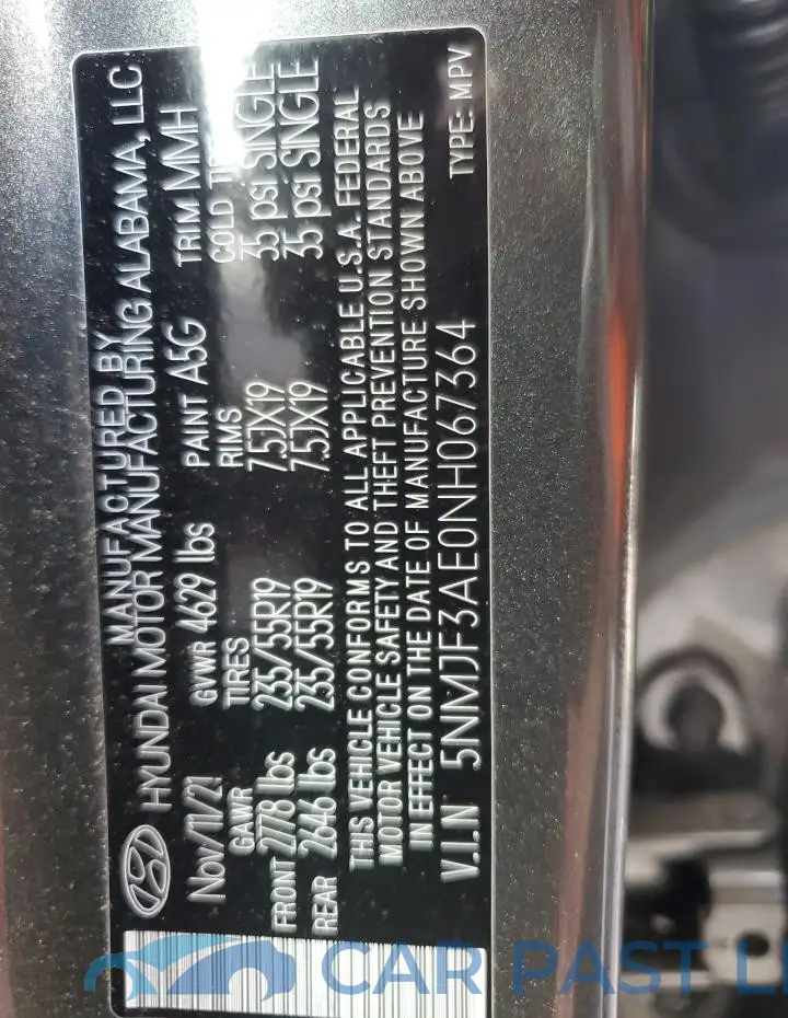 5NMJF3AE0NH067364# 13