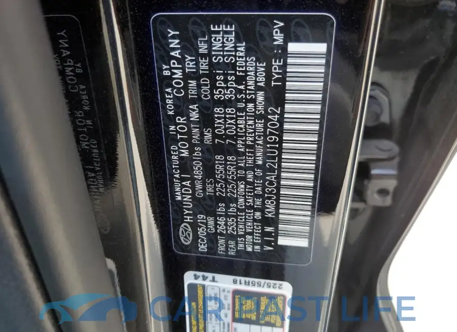 KM8J3CAL2LU197042# 12